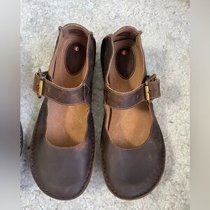 Clarks Brown Leather Mary Jane Mule with Buckle